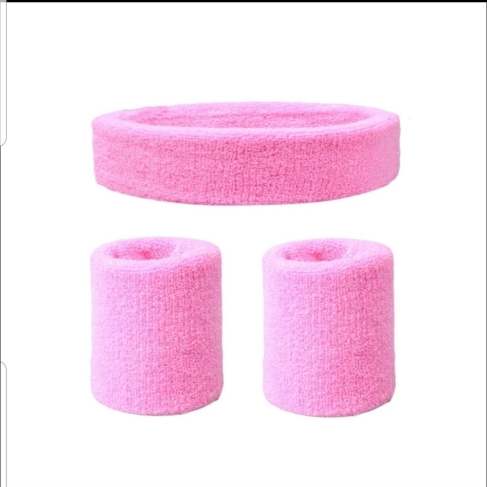 Neon pink Barbie 80's sweatband headband